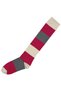 Fuchia Cream Gray Rainbow Patterned Cotton Women's over the Knee Socks - 2