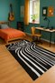 Mosso Black Themed Wavy Design Patterned Woven Base Modern Decorative Carpet Mosso1021Black - 2