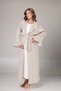 Women's Beige Jacquard Shawl Collar Full Length Winter Long Sleeve Special Design Maternity Nightgown Nightdress Set - 6