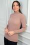 Women's Turtleneck Basic Ribbed Sleeves Button Detailed Sweater - 2