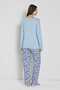 Women's Plus Size Blue Floral Print Button down Collar Long Sleeve Pajama Set - 4