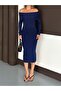 Women's off-the-shoulder long sleeve bodycon midi evening dress - 3