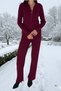 Ribbed Knitwear Sporty Stylish Tracksuit Style Two-Piece Set (Zippered Cardigan and Comfortable Pants) 66003 - 2