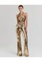 Design Luxury Brand Gold Sequin V-Neck Backless Wide Leg Jumpsuit