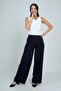 Women's Side Zipper Wide Leg Pleated Trousers - 2