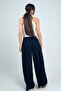 Women's Elastic Waist Pocketed Pleated Front Wide Leg Pants - 4