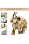 L Elephant Sculpture Lucky Feng Shui Golden Elephant Statue Sculpture Wealth Figurine Gift Home Dec. - 6