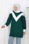 Patterned Knitwear Tunic S3017 Emerald Green - 3