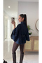 Yonra Dark Blue Belted Poncho Jacket - 3