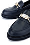 Women's Genuine Leather Navy Blue Loafers - 4