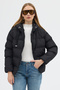 Women's Black Double Pocket Zippered Water Repellent Fabric Regular Fit Padded Inflatable Coat - 2