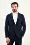 Straight Slim Fit Mono Collar Pocketed Trousers Elasticated Men's Suit Navy Blue - 45411.25K - 4
