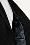 Straight Slim Fit Wide Collar Punto Stitching Double Breasted Men's Suit Black - 45421.25K - 6