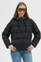 Women's Black Double Pocket Zippered Water Repellent Fabric Regular Fit Padded Inflatable Coat