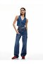 V-Neck Cotton Sleeveless Denim Vest with Zipper Pockets - 2