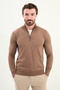 Plain Slim Fit Zippered Half Fisherman Men's Knitwear Sweater Milk Coffee - 11561.25K
