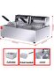 12L Commercial Deep Fryer with Grease Temperature Control Removable Oil Container Double 6L Fr - 3