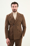 Straight Slim Fit Wide Collar Double Breasted Men's Suit Hazelnut - 45420.25K