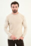Patterned Slim Fit Crew Neck Men's Knitwear Sweater Beige - 11575.25K