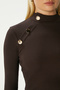 Women's Gloria Gold Buttoned Long Sleeve Brown Corduroy Cotton Blouse - 5