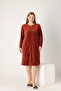 Embroidered Stone Pocket Zippered Winter Velvet Plus Size Dress