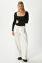 Women's Jesse U-Neck Buttoned Long Sleeve Black Corduroy Cotton Blouse - 6
