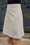 High Waist Lightweight Lycra Fabric Knee Length Bell Skirt-Light Mink - 3