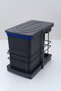 Cassone 16+1 Liter Cabinet-Interior Rail Telescopic Anthracite Waste Bin, Minimum Lid Width 40 cm - 3