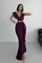 Women's Plum Purple Scuba Diving Fabric Double-Breasted Collar Skirt Flared Evening Dress Graduation Wedding Dress - 2