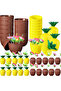 Tropical Party Cup Set – Pineapple and Coconut Shaped Cups with Straws (20 Pieces)