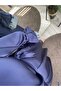 Elegance Satin Dress with Buckle Sleeve, Drawstring Shoulder, and Detachable Belt - Navy Blue - 5