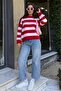 Powder Crew Neck Striped Oversize Knit Sweater - 8