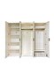 Orion 6-Door Swing Door Wardrobe with 2 Fluted Glass Doors & LED - Beige/Brushed Gold Finish - 2