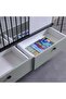 Petra 3-Door Wardrobe with 2 Drawers & Mirror - White & Grey Engineered Wood, 200.4x53x130cm - 4