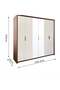 Terakkai 6-Door Swing Door Wardrobe with 2 Mirrors - Walnut/Beige/Bronze Finish, 240.5x59x220cm - 7