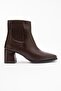 Blunt Toe Simple Elastic Women's Heeled Boots Brown Skin - 2