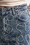 Itsbasic Women's T.Kot Color Straight Fit High Waist Embroidered Fabric Design Denim Jean - 3