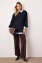 Navy Blue Boucle Knit Sweater Tctaw26Ak00014 - 2