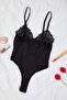 Siyah Dantel Detaylı Body THMAW26BD00011 - 5