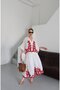 Burgundy Embroidered 100% Cotton Shirt Skirt Set - 7
