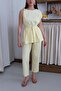 Yellow Shoulder Twist Detailed Blouse Pants Set - 6