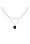 Morgoth 2-Piece Italian Chain Navy Blue Natural Stone Silver Color Chain Men's Tarnish-Free Steel Necklace - 4