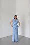 Blue Black Buttoned Vest Pants Suit - 5