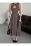 Mink Collar Low-Cut Waist Detailed Dress - 6