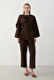 Bitter Brown Self-Wrapped Blouse Pants Set - 8752 - 7