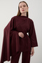 Burgundy Self-Tied Blouse and Pants Set - 8752 - 4
