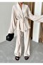Green Shawl Collar Kimono Pants Set - 7