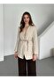 Beige 100% Cotton Rope Belted Jacket