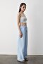Blue Wide Leg Trousers with Elastic Waist - 2