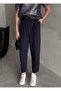 Navy Blue Ruby Buttoned Trousers